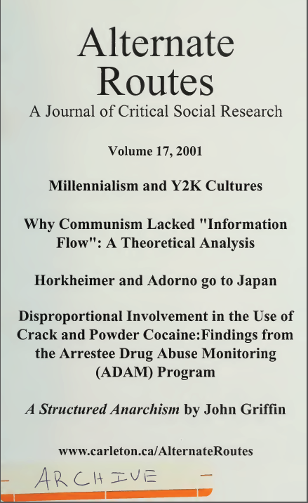 					View Vol. 17 (2001): Alternate Routes: A Journal of Critical Social Research
				